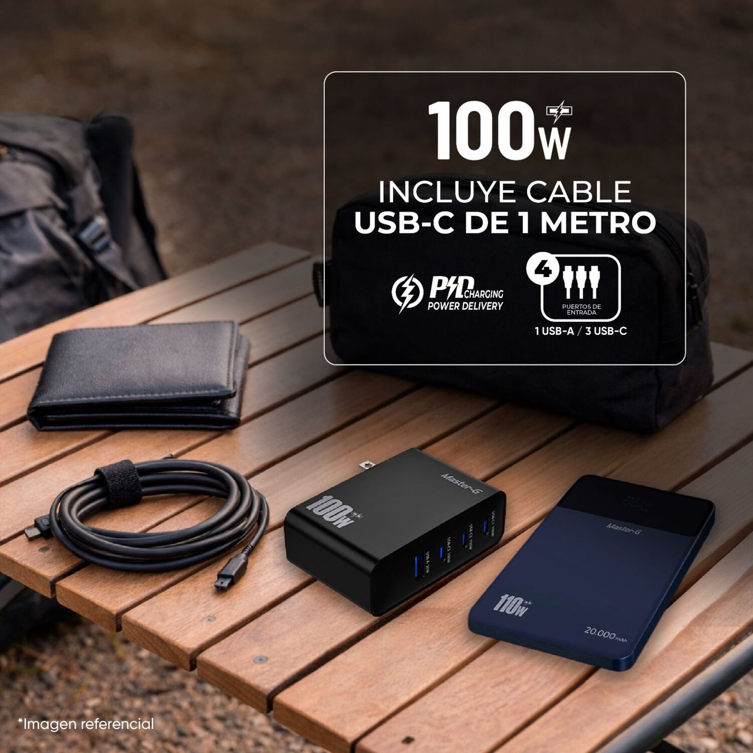 Cargador Port&aacute;til Universal 100w + Cable Usb-c Master-g image number 1.0