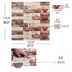 Pack 10 Lamina Papel Mural Autoadhesivo 3d Ladrillo Marmolado