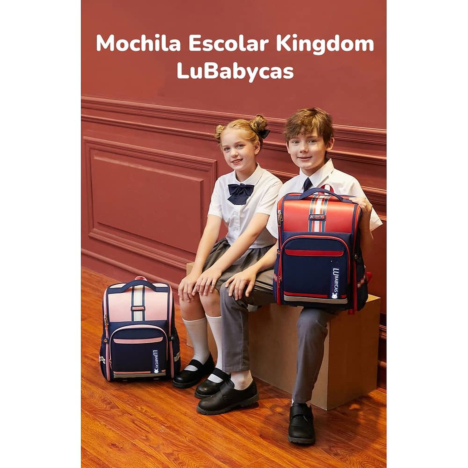 Mochila Escolar Infantil Impermeable 5s Roja Lubabycas image number 4.0
