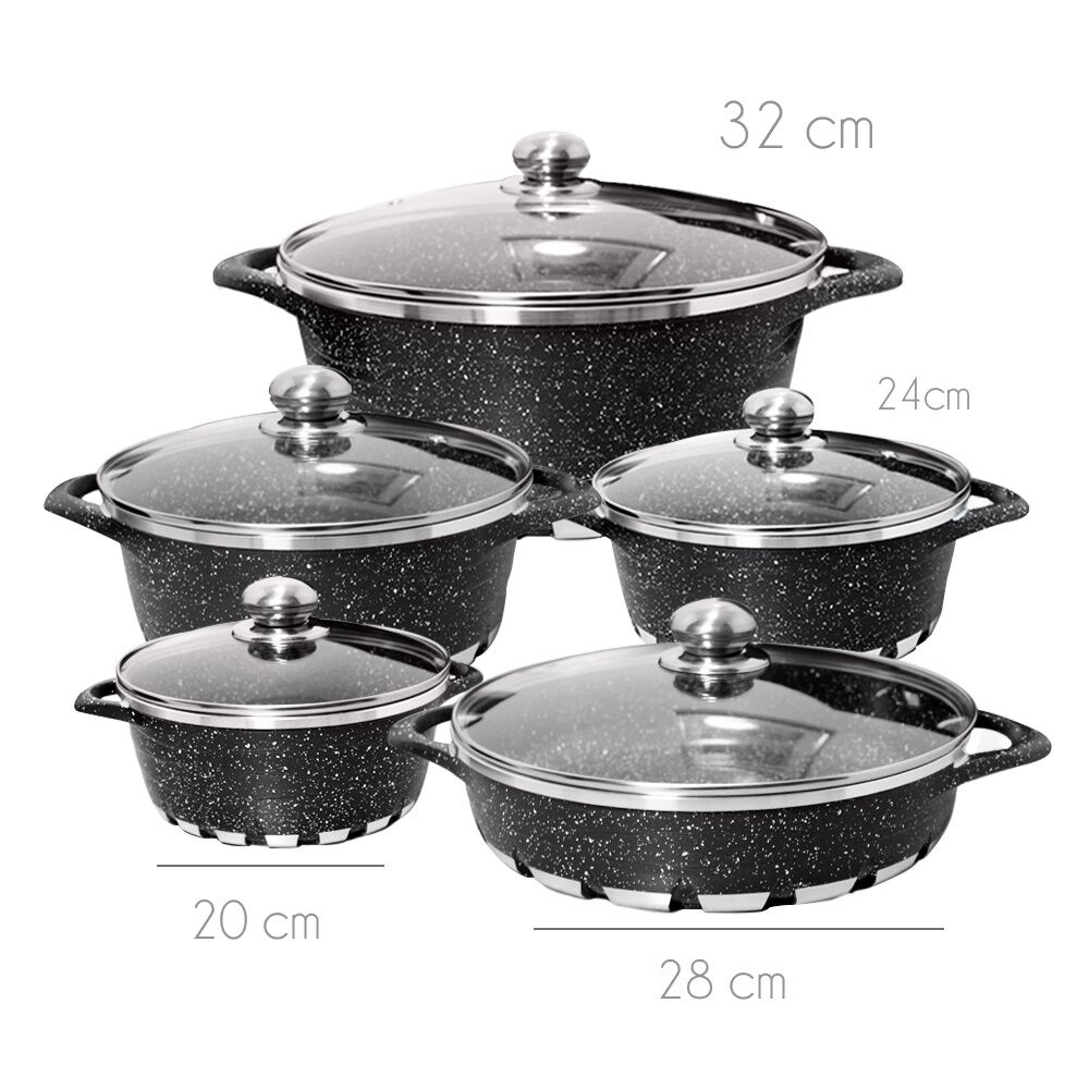 Bater&iacute;a Cocina 10 Piezas Altas Granito Antiadherente Negra image number 3.0