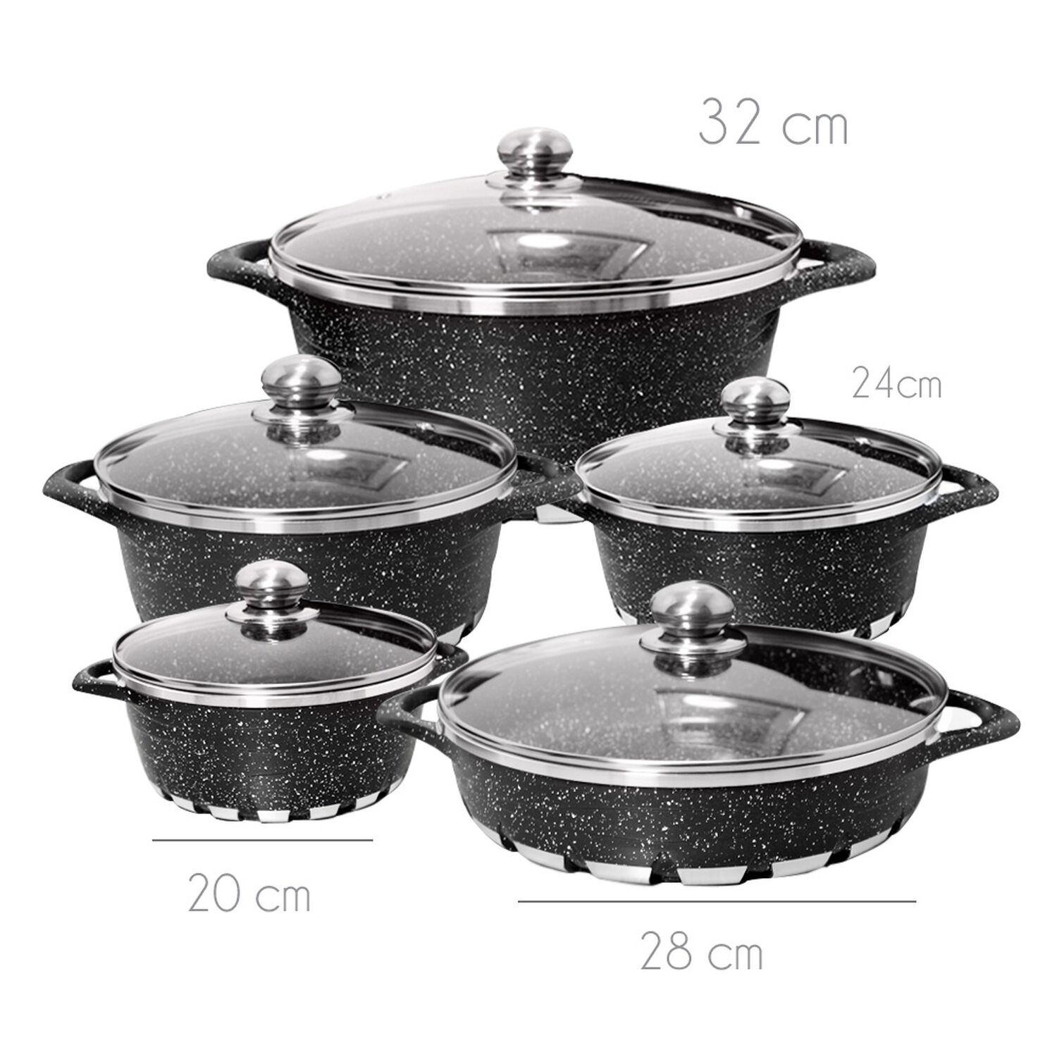 Bater&iacute;a Cocina 10 Piezas Altas Granito Antiadherente Negra image number 3.0