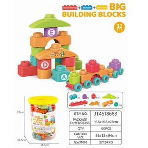 Juguete Bloques 32 Piezas Balde Tren Para Ni&ntilde;os