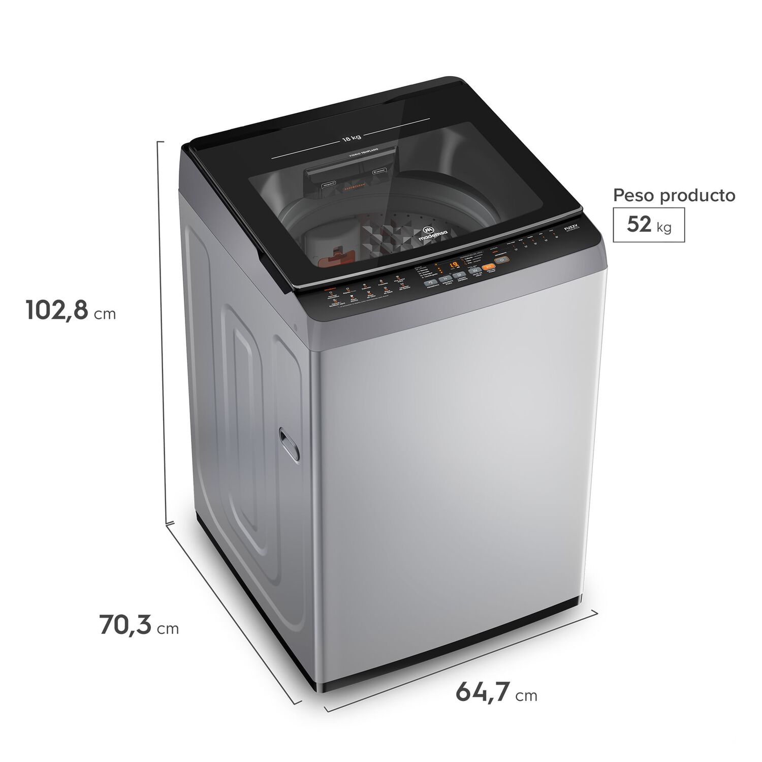 Lavadora Autom&aacute;tica 18kg Carga Superior Mdwmt18s Silver image number 2.0