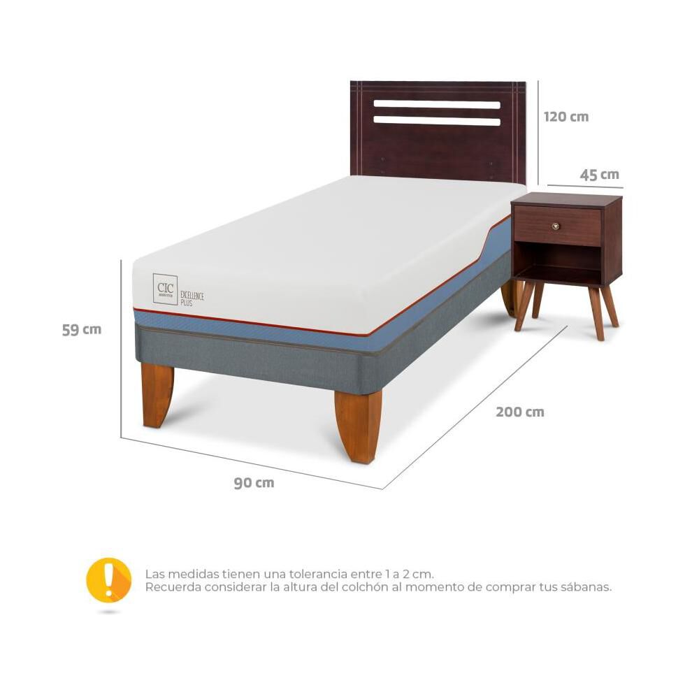 Cama Europea Cic Excellence Plus / 1 Plaza / Base Normal + Set De Maderas image number 2.0