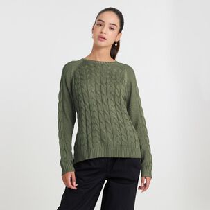 Sweater Trenzado Manga Larga Cuello Redondo Mujer Freedom