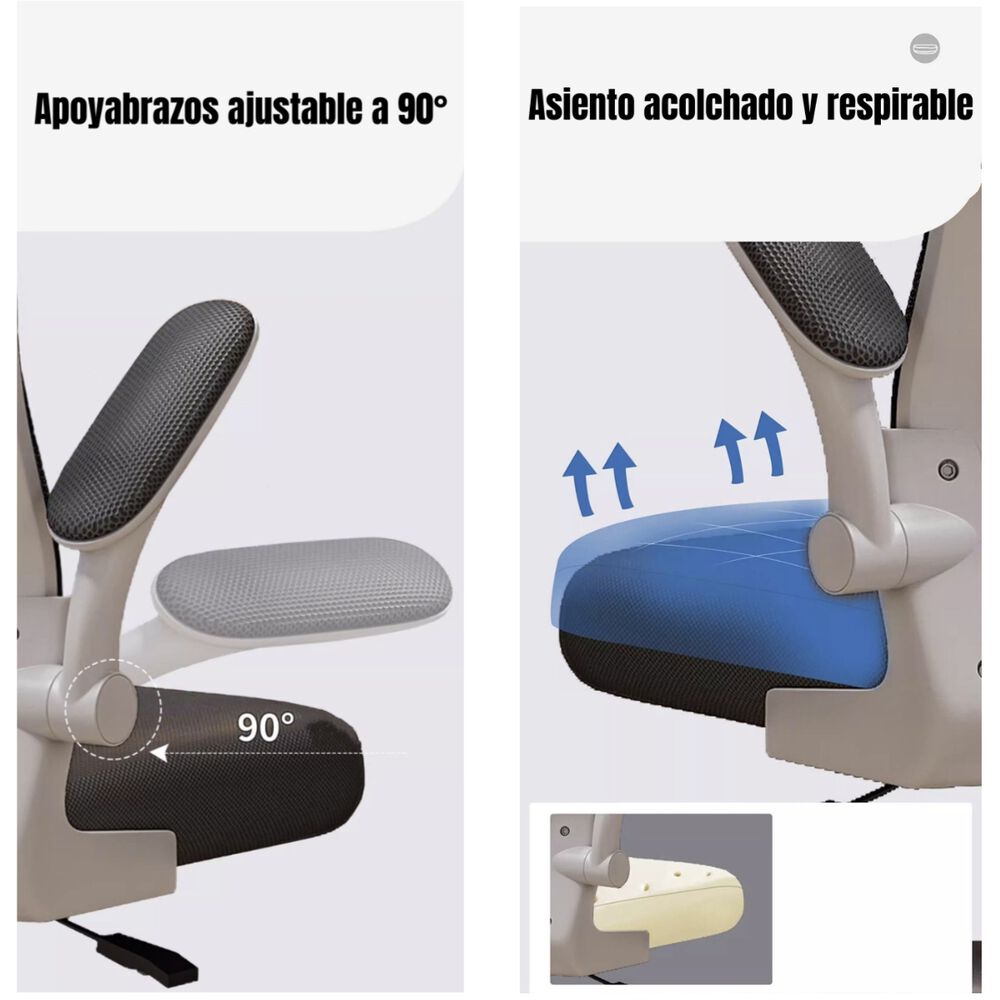 Silla De Escritorio 360° Kikka Con Apoyacabeza Negra image number 5.0