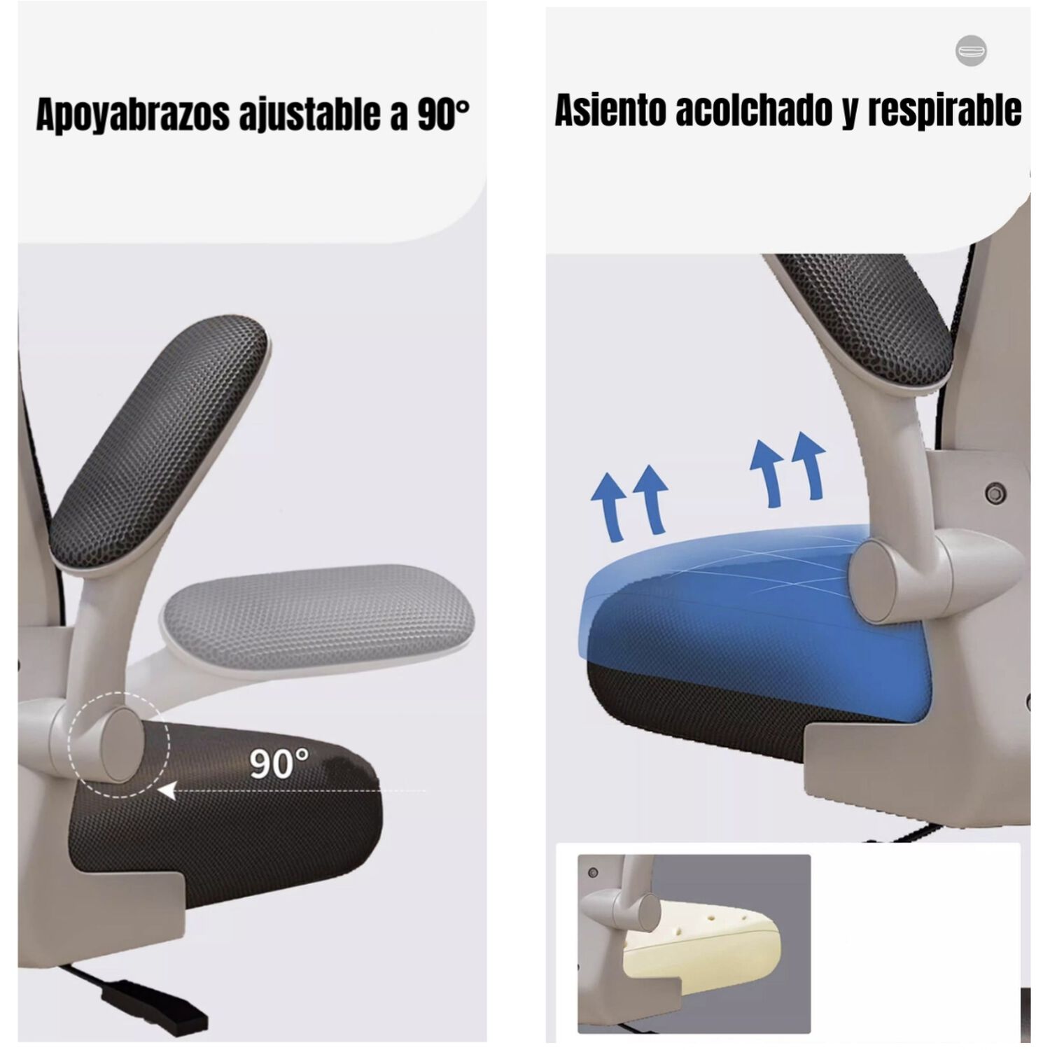 Silla De Escritorio 360&deg; Kikka Con Apoyacabeza Negra image number 5.0
