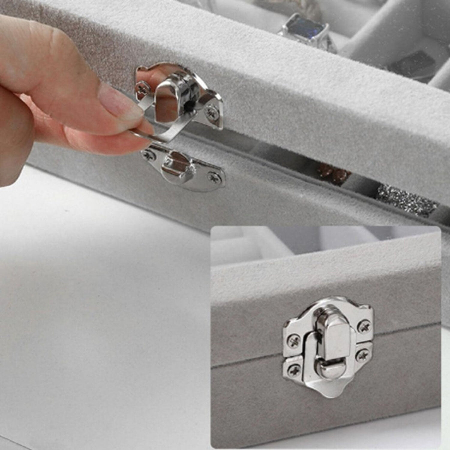 Caja Presentaci&oacute;n Para Exhibir Anillos Y Joyas Elegante Terciopelo Y Cristal image number 3.0