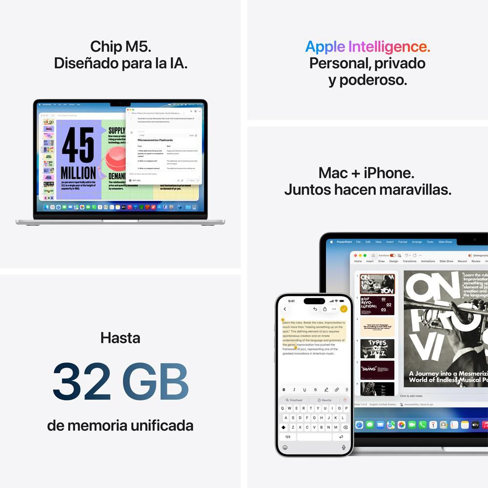 Macbook 13.6" Apple Air M5 / Chip M5 / 16 GB RAM / 512 GB SSD / Plata image number 7.0