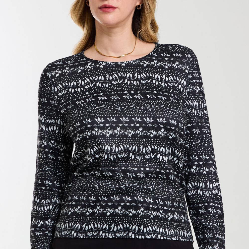 Sweater Full Print Manga Larga Cuello Redondo Mujer Geeps image number 4.0