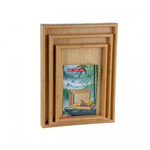 Set 3 Bandejas Rectangulares Madera Bamb&uacute; Multiuso Mdf