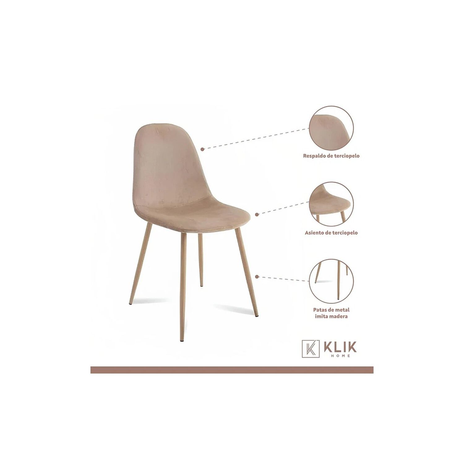 Comedor Redondo De Vidrio Cross 120cm + 5 Silla Spoon Velvet - Beige image number 2.0