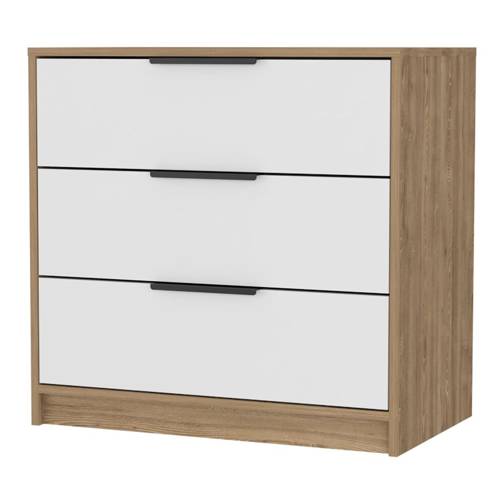 Comoda 3 Cajones Fm-001o - Cafe Oscuro Y Blanco image number 0.0