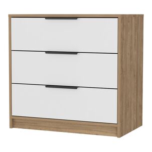 Comoda 3 Cajones Fm-001o - Cafe Oscuro Y Blanco