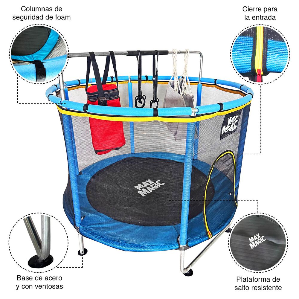 Cama El&aacute;stica Infantil Max Magic Azul Con Accesorios 150cm image number 3.0