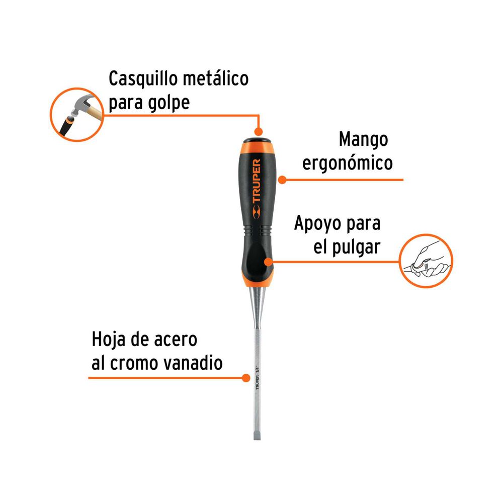 Formón Mango Confort Grip 1/4" - Truper image number 2.0