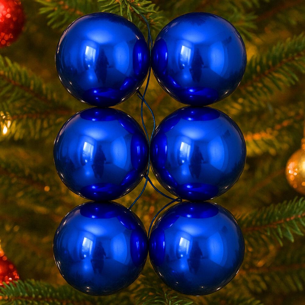 6 Esferas Navideñas Bambalinas Adorno 8cm Azul Decoracion image number 2.0