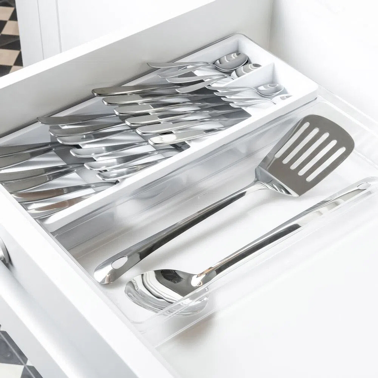 Organizador De Utensilios Y Cubiertos Clear Blanco image number 3.0