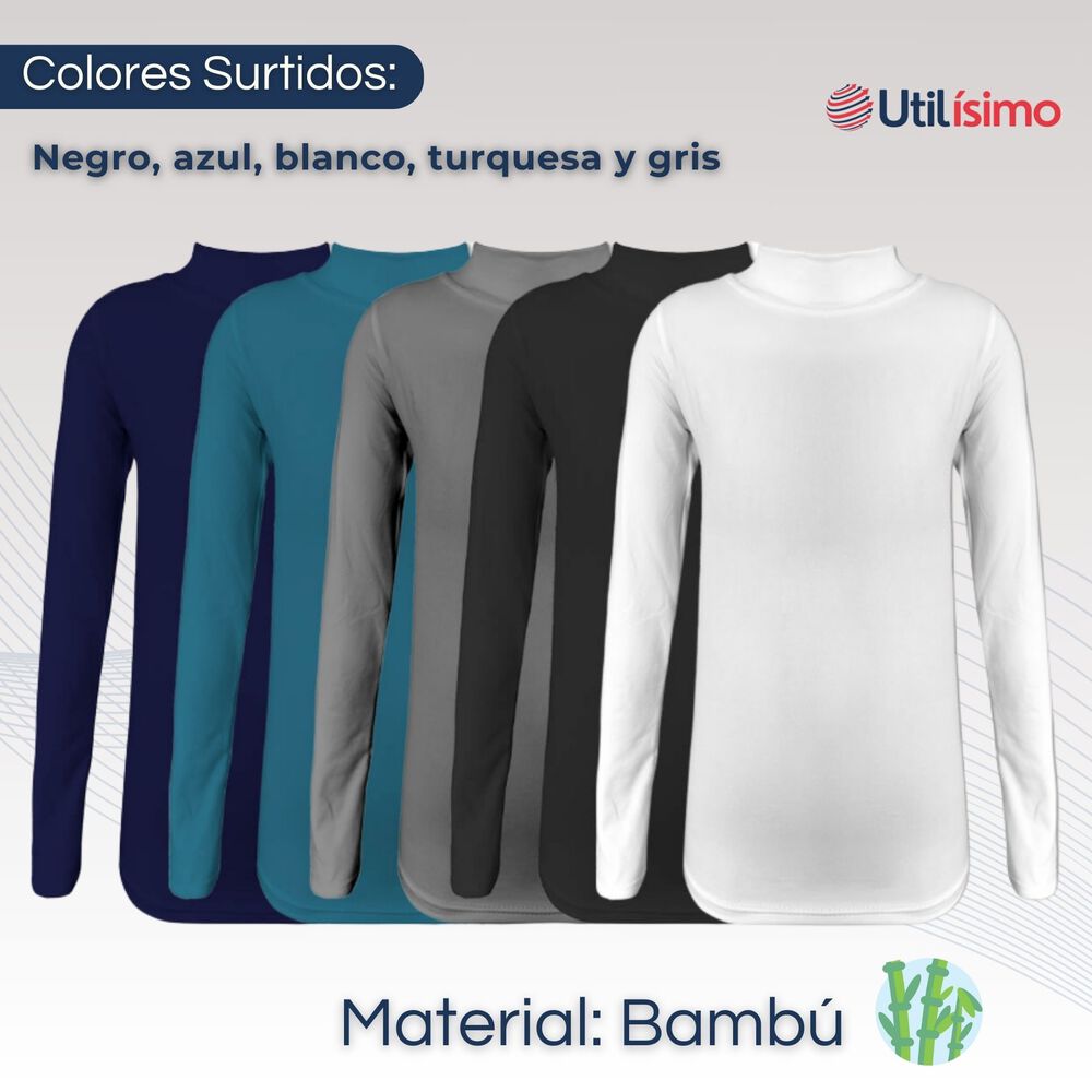 Pack 6 Camisetas Polera Beatle Bambú Manga Larga Niño Primera Capa Surtido image number 1.0