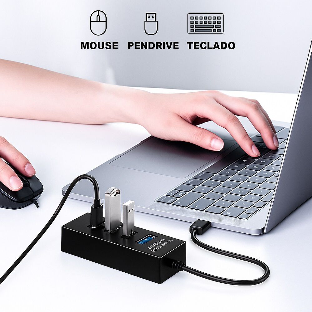 Hub 4 Puertos Multi Usb 3.0 Indicador Luz Led Adaptador image number 6.0