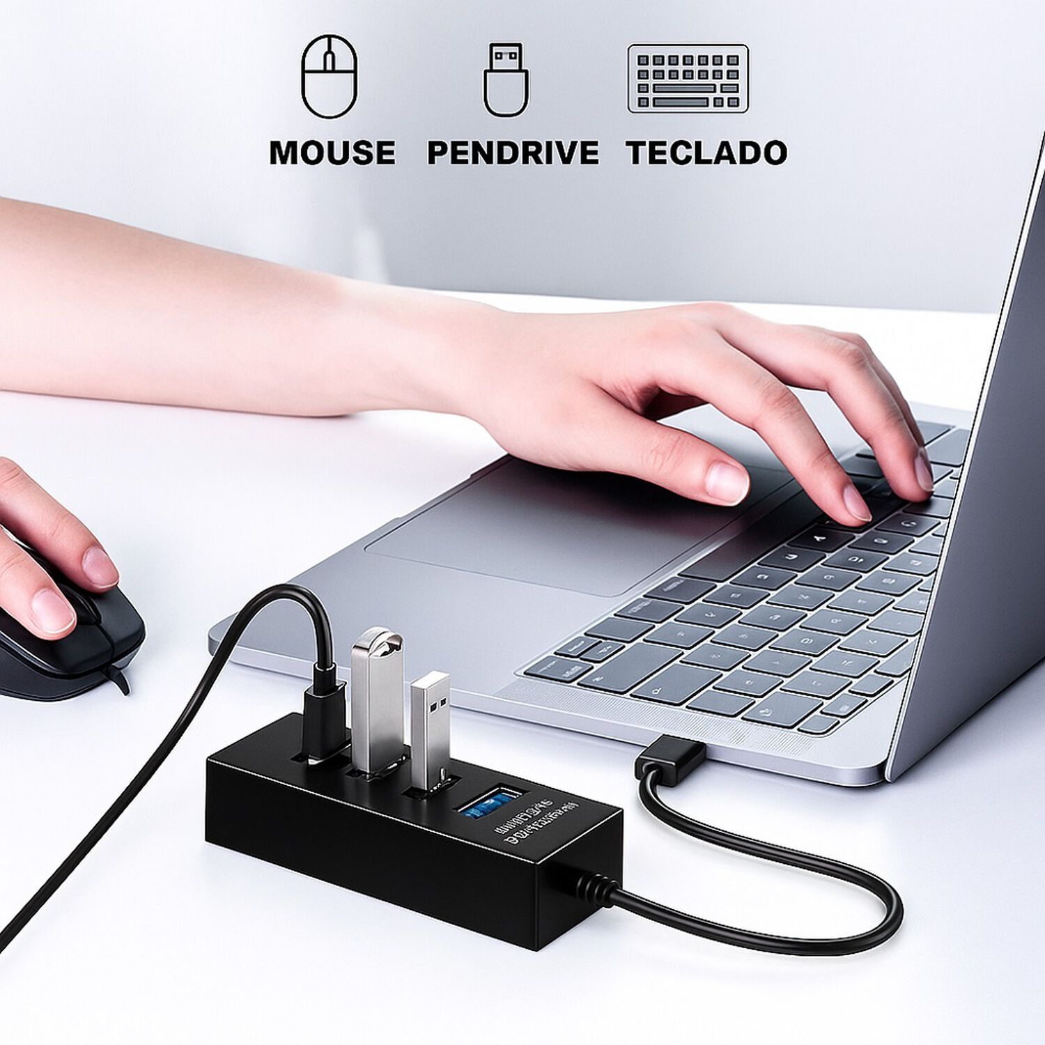 Hub 4 Puertos Multi Usb 3.0 Indicador Luz Led Adaptador image number 6.0