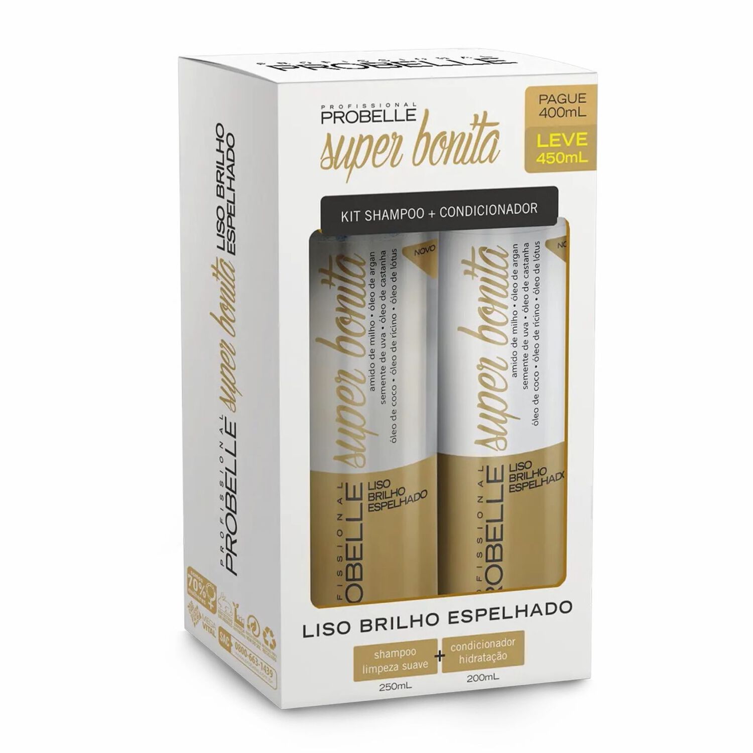 Kit Shampoo Y Acondicionador 500ml Liso Brillo Espejado Probelle image number 0.0
