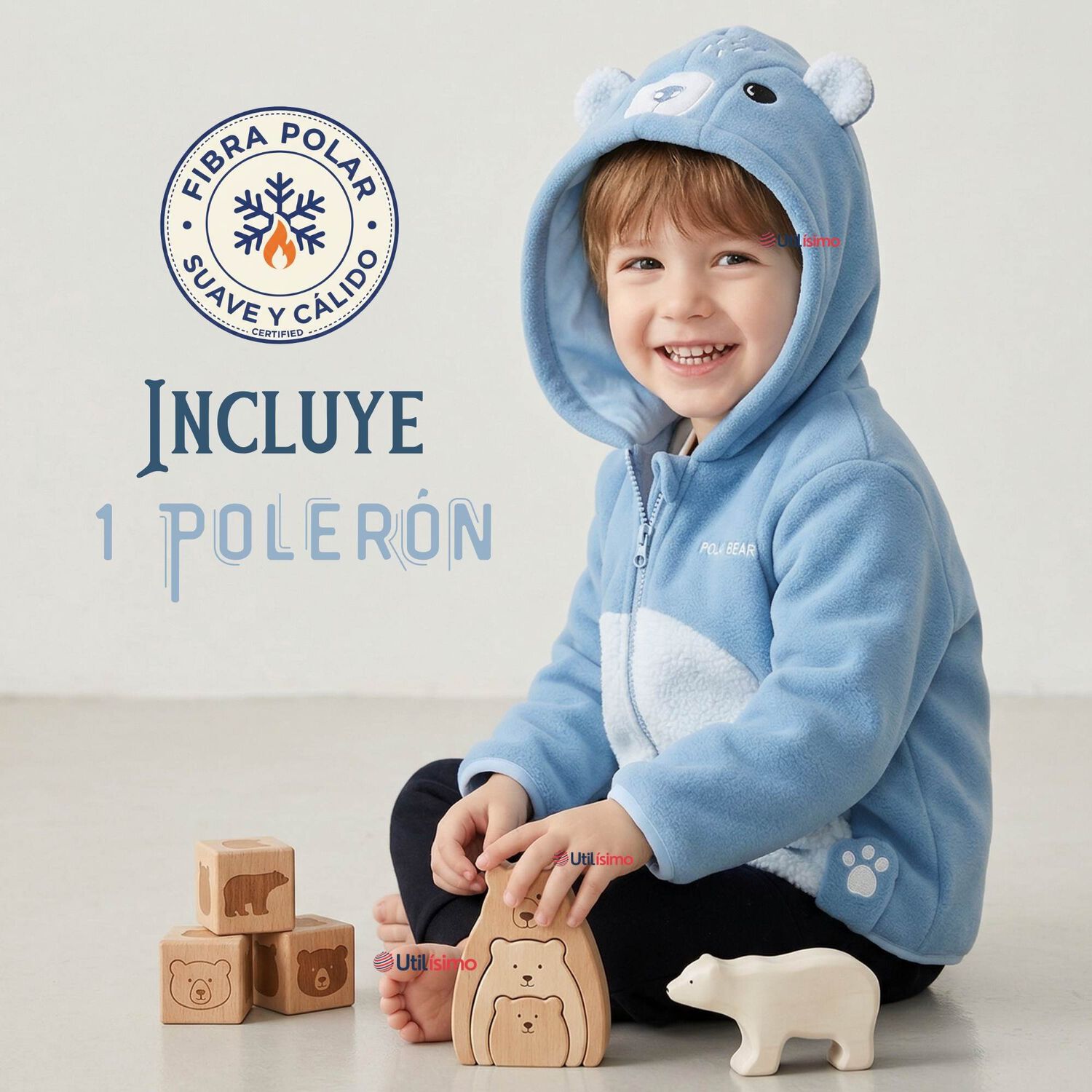 Poler&oacute;n Polar Con Capucha Invierno Beb&eacute; Ni&ntilde;o Arctic Bear image number 1.0