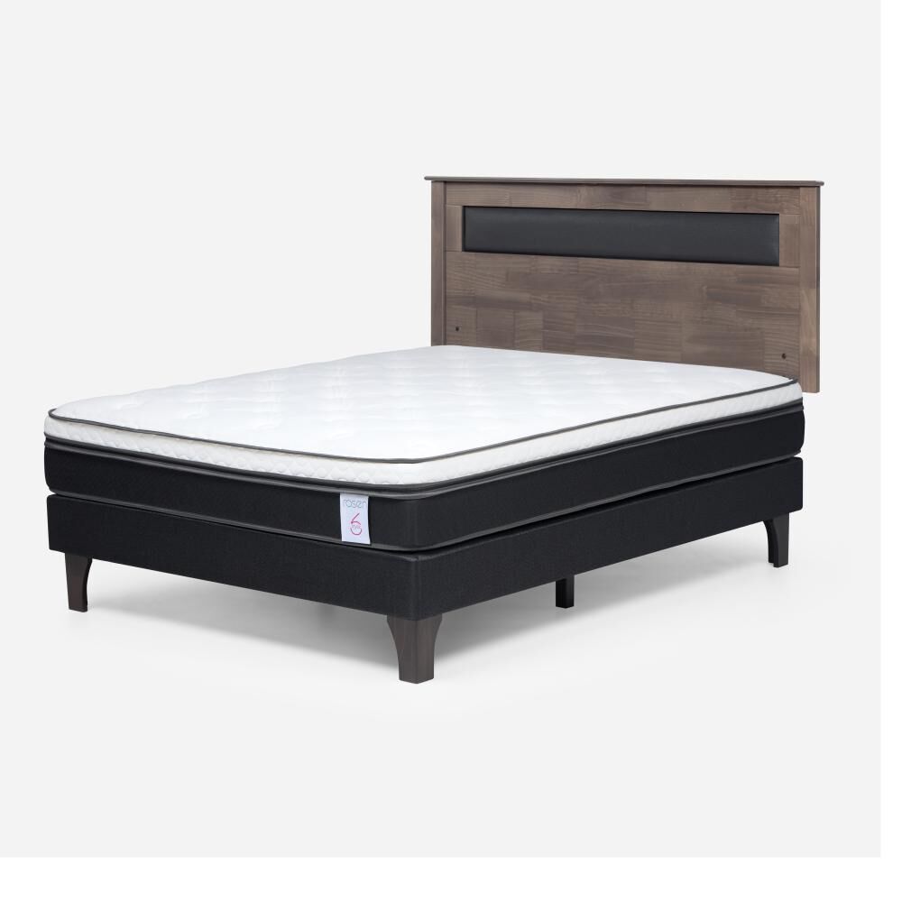 Cama Europea Rosen New Style 6 / 2 Plazas / Base Normal  + Respaldo Ferrara Gris image number 1.0
