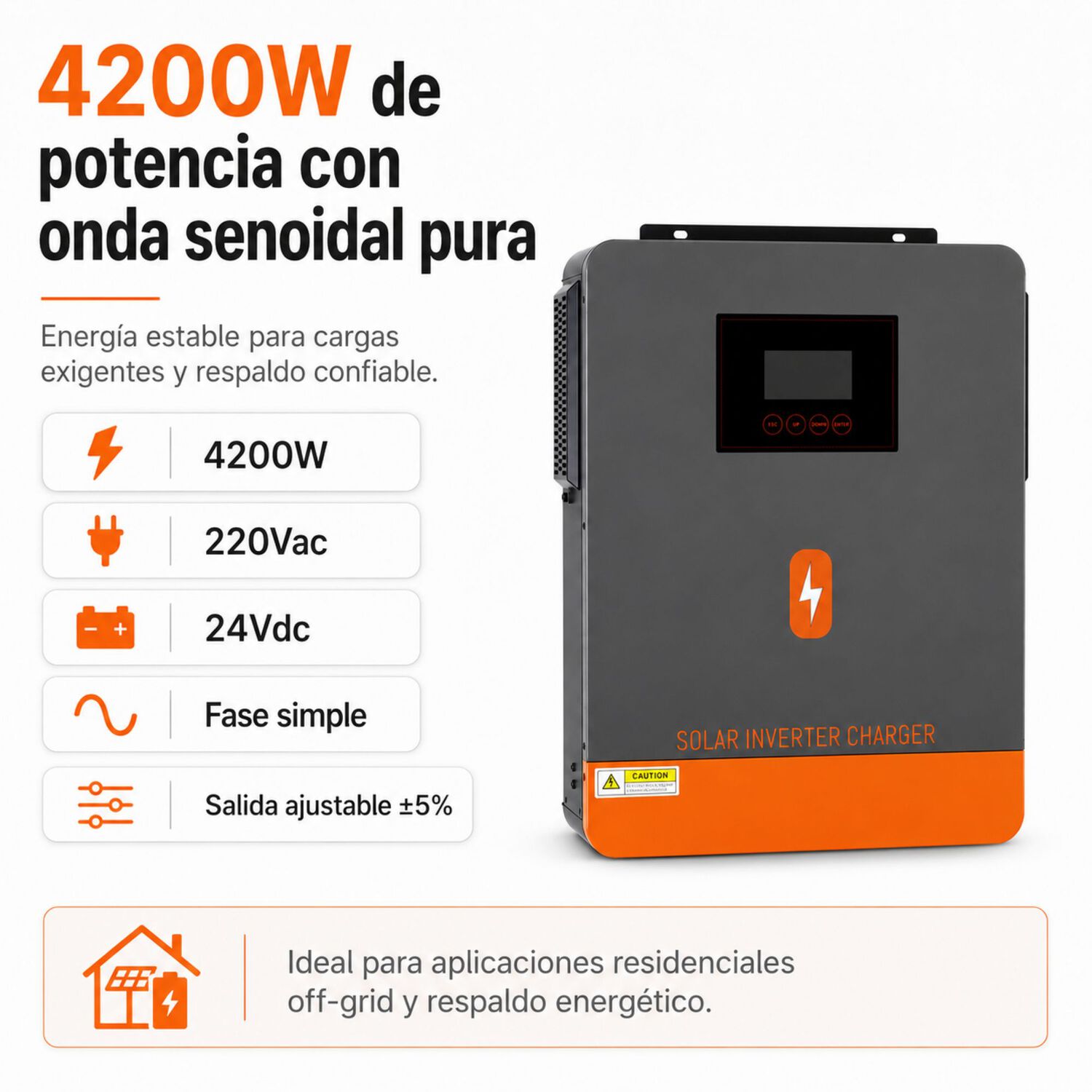 Inversor Solar H&iacute;brido Powmr 4200w 24v Funciona Sin Bater&iacute;as image number 1.0