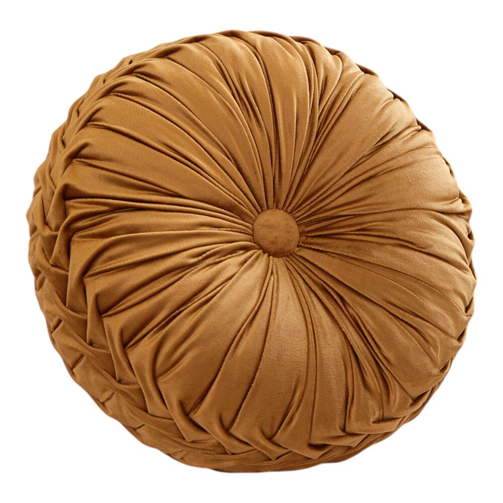 Cojin Redondo De Terciopelo Decorativo Elegante 37cm Naranja Crt-4 image number 0.0