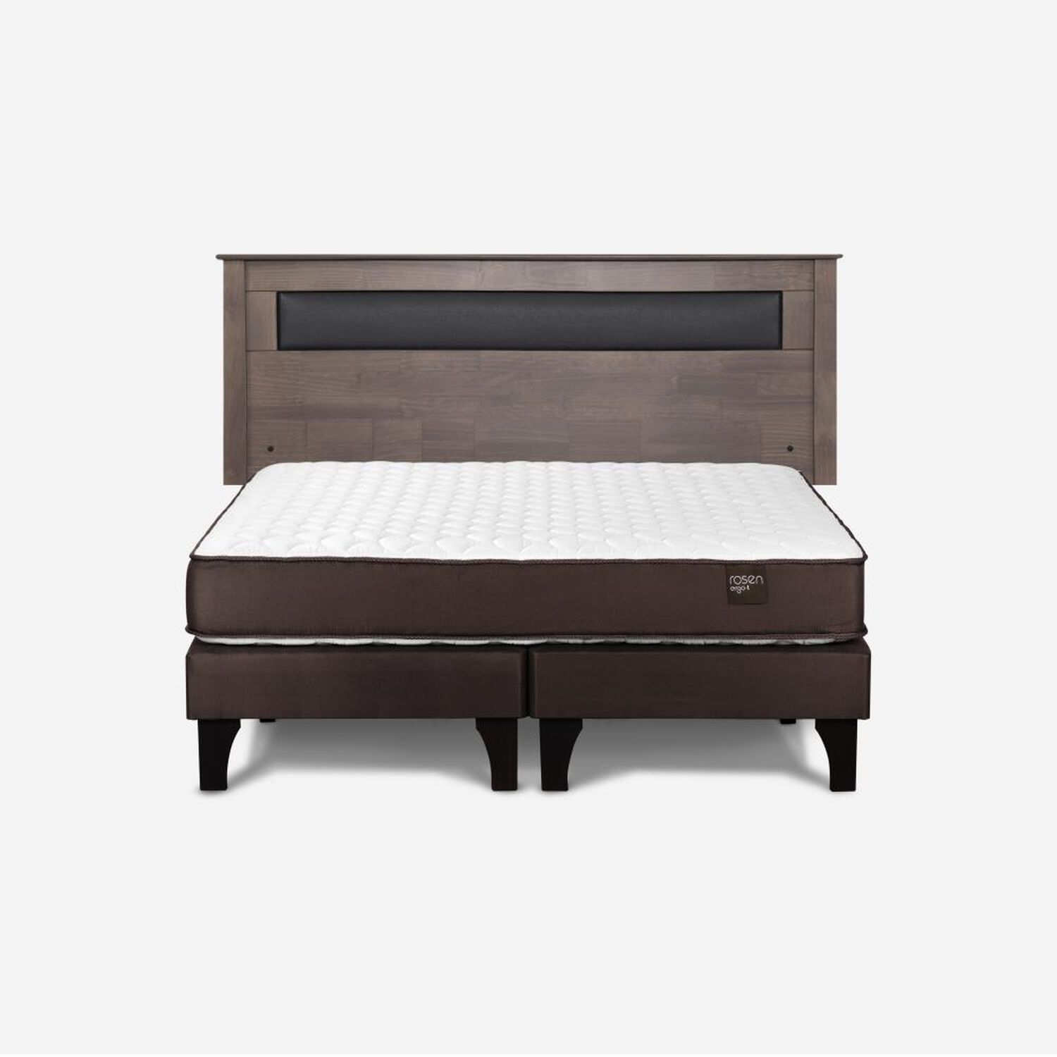 Cama Europea Rosen Ergo T New / 2 Plazas / Base Dividida  + Respaldo Ferrara Gris image number 0.0