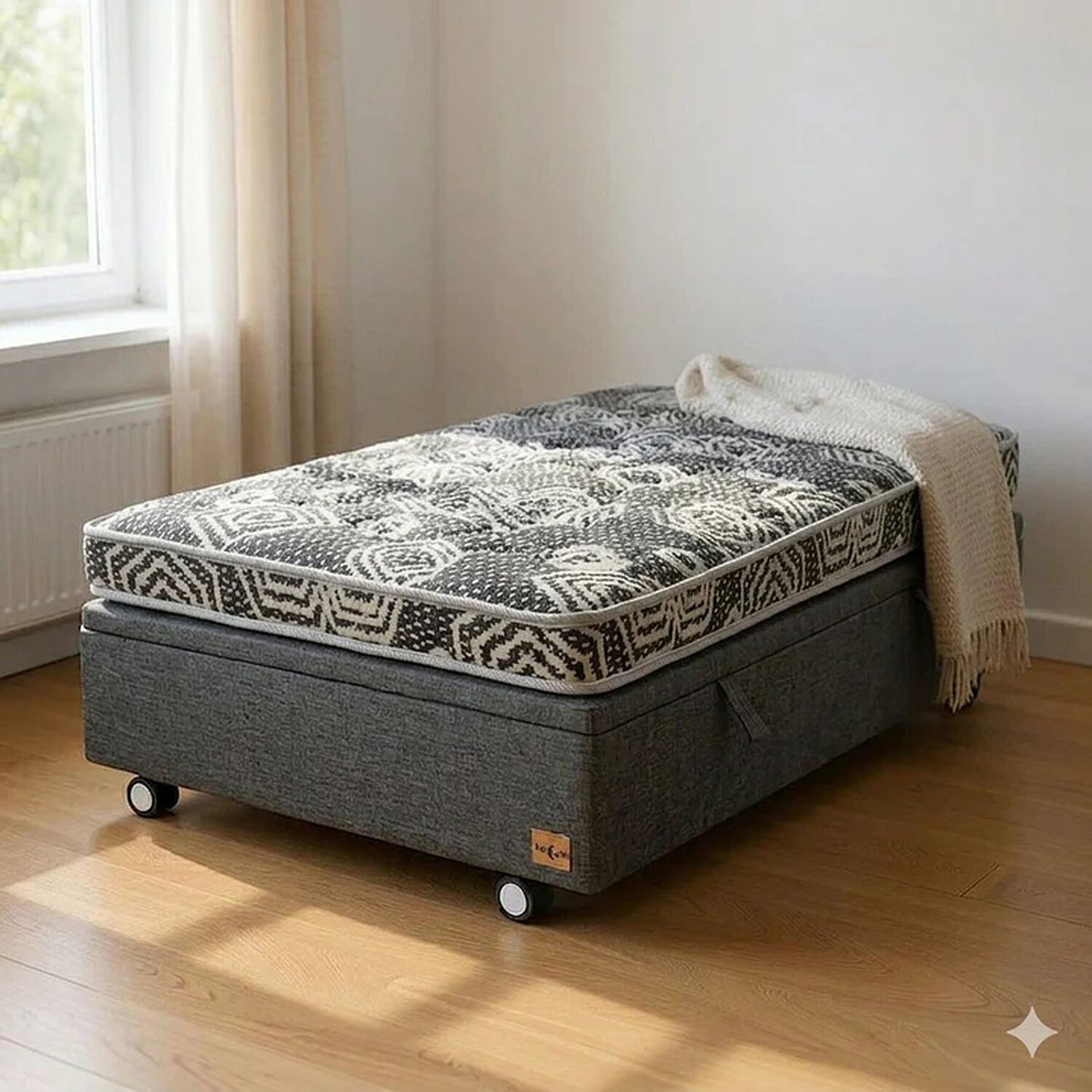 Cama Baul 1.5 Plaza L190 Cm + Colchon Modelo Ideal / Con Ruedas Ptron (gris) image number 0.0