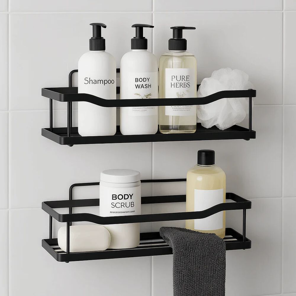 Set 2 Organizadores De Ducha Negro image number 1.0