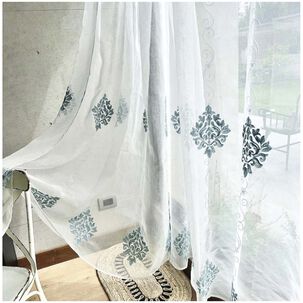 Set De 02 Visillos Bordados Con Argollas 140x230 Cm Mod03