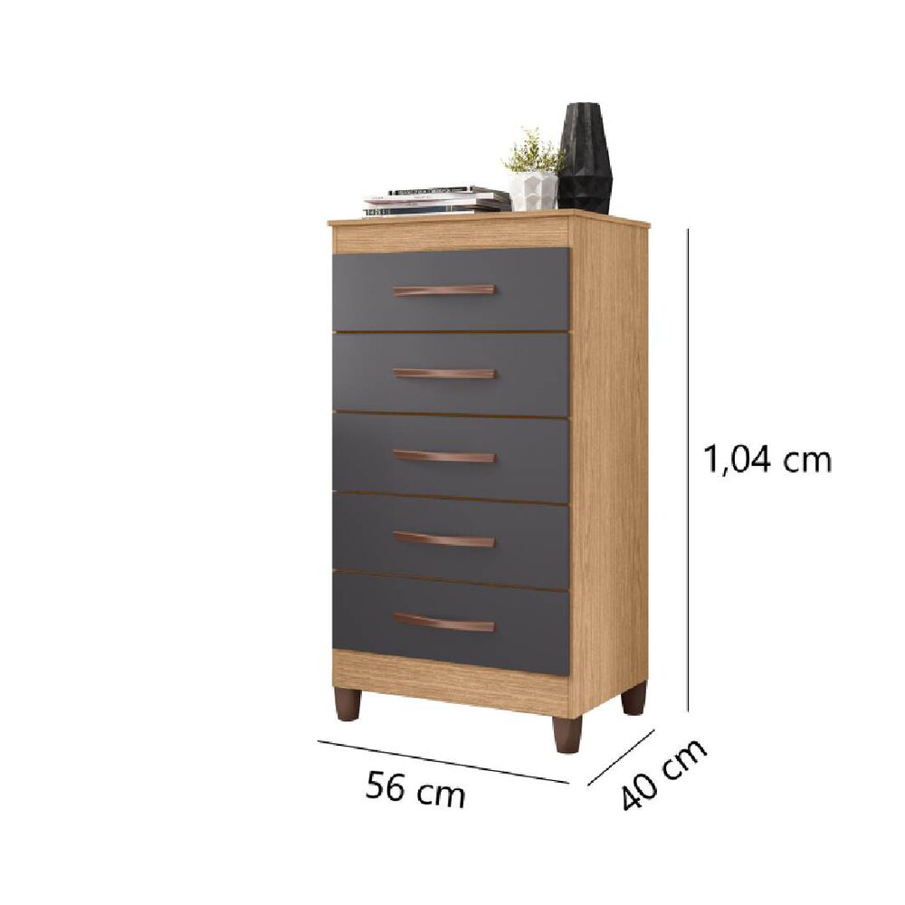 Comoda Esmeralda 5 Cajones Freijo Titanium image number 1.0