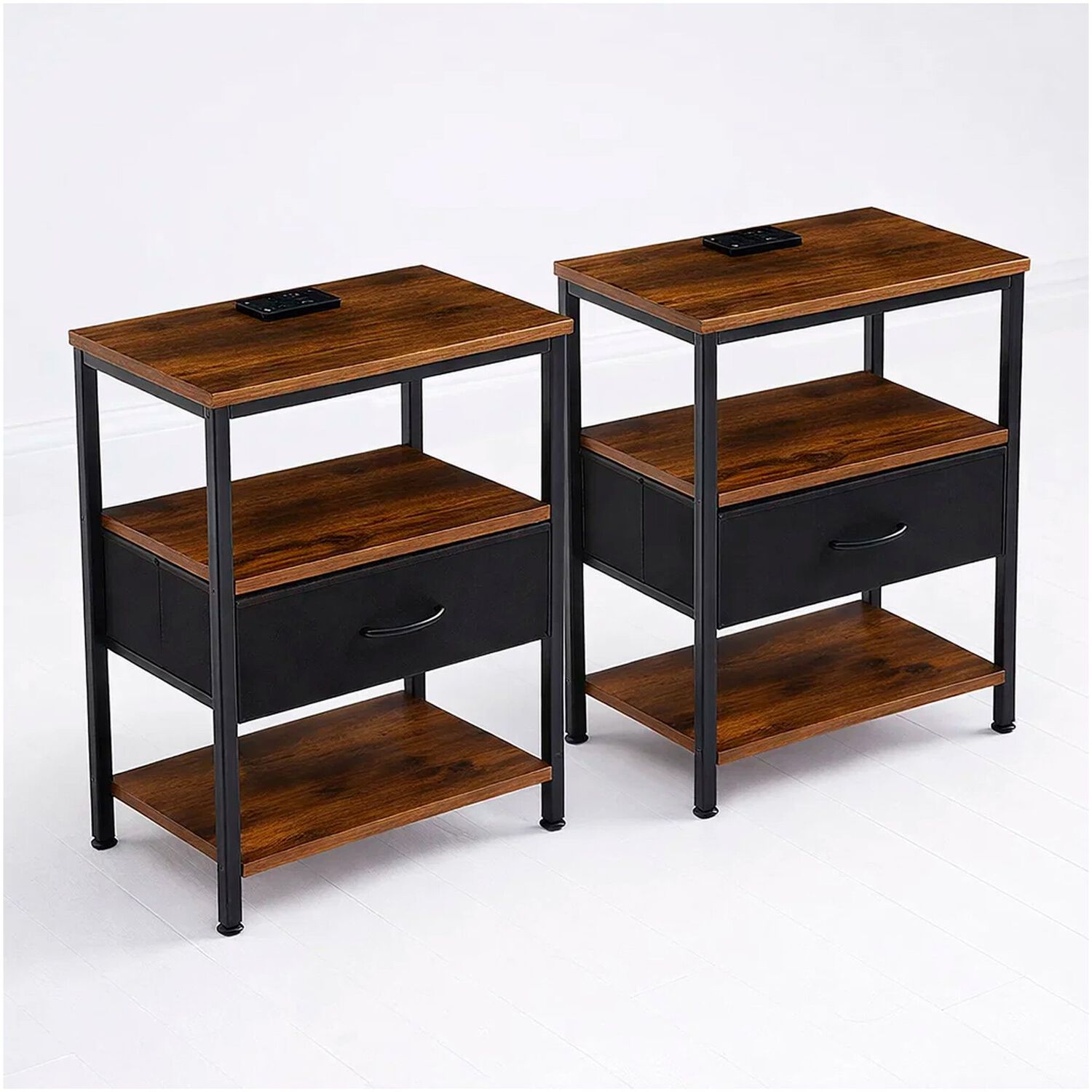 Pack De 2 Veladores Estilo Industrial Black Wood 50x30x61 image number 0.0