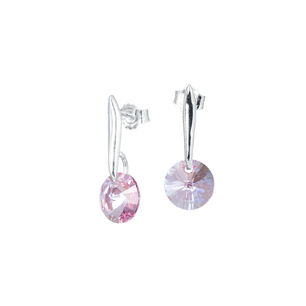 Aros Punto De Luz Plata Italiana 925 Y Cristal Genuino Light Rose