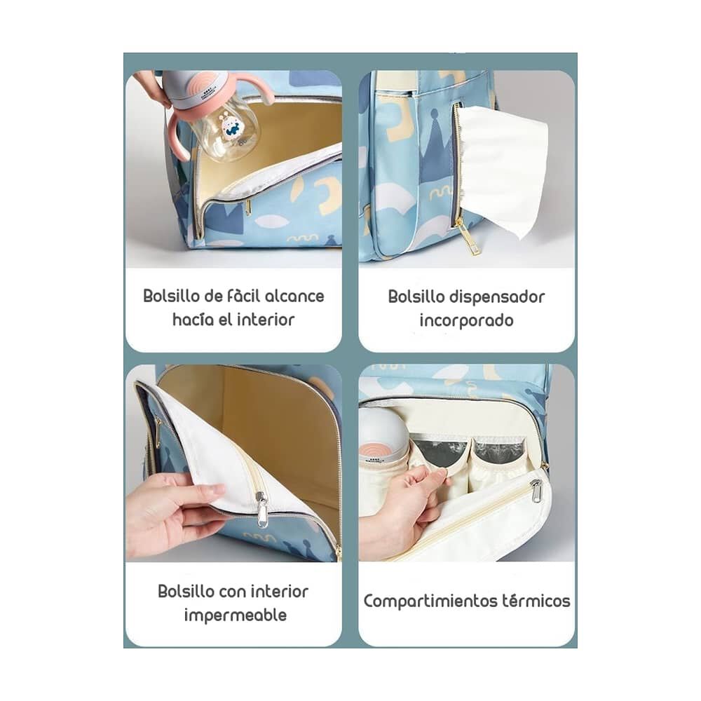 Mochila Maternal Impermeable Con Usb Lubabycas Gris image number 1.0