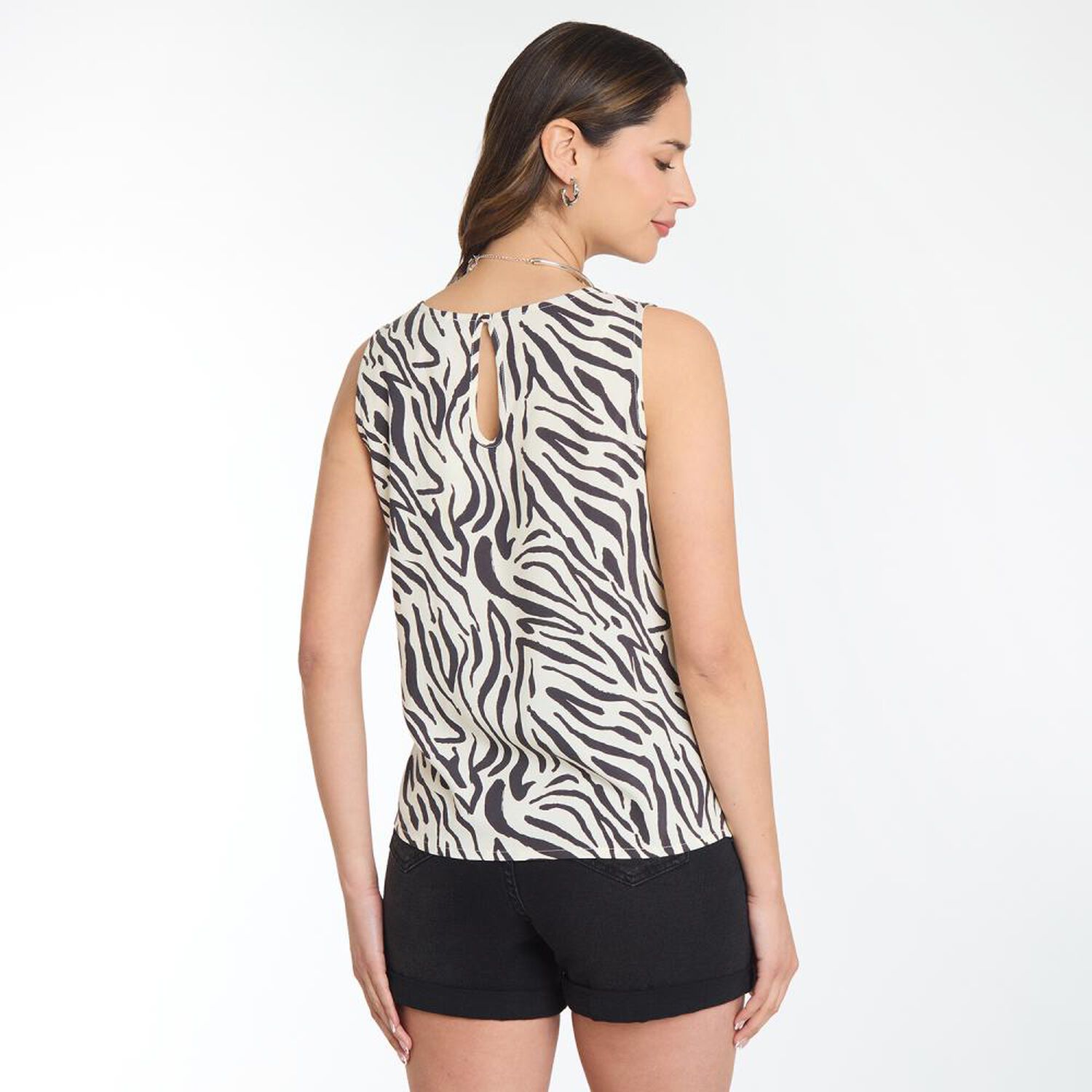 Blusa Estampada Sin Mangas Cuello Redondo Mujer Kimera image number 3.0