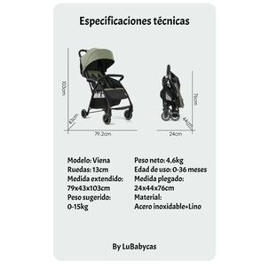 Coche De Paseo &Uacute;ltra Compacto Liviano Viena Gris Lubabycas