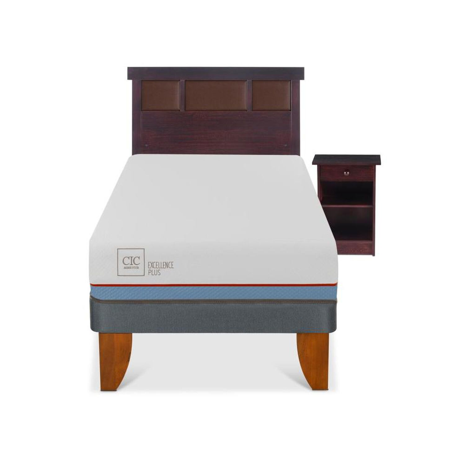 Cama Europea Cic Excellence Plus / 1 Plaza / Base Normal + Set De Maderas image number 0.0