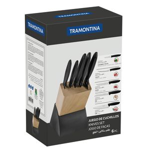 Juego 5 Cuchillos De Acero Inoxidable Con Soporte Tramontina