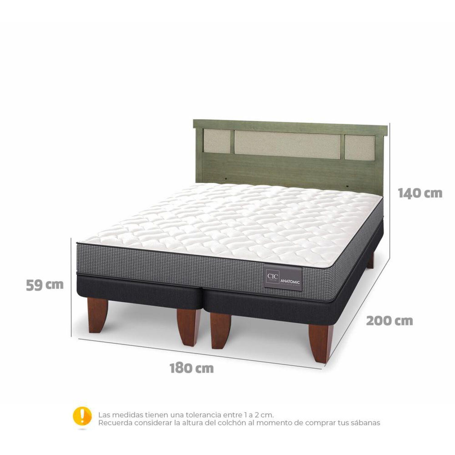 Cama Europea Cic Anatomic / King / Base Dividida + Respaldo image number 4.0