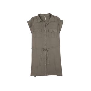 Vestido Tipo Camisero Liso Abotonado Sin Mangas Mujere Geeps