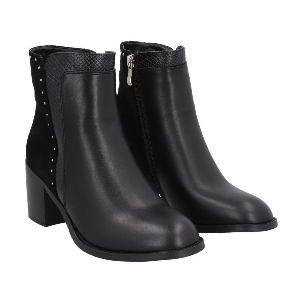 Botin Casual Mujer Negro Taco Medio Noir Police image number 4.0