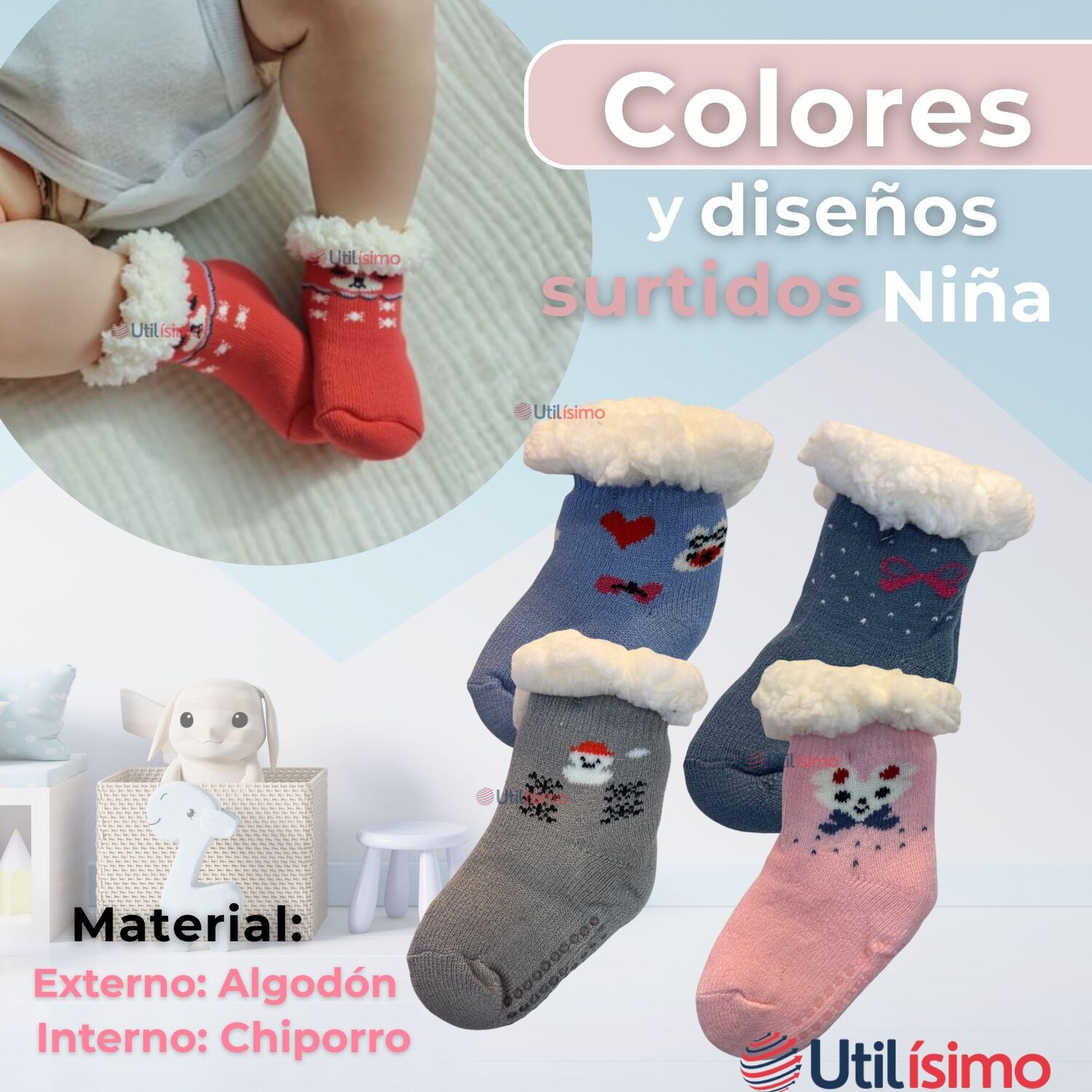 Calcetines De Chiporro Beb&eacute; Ni&ntilde;a Antideslizante Colores Surtidos image number 1.0