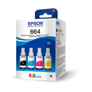 Pack 4 Botellas de Tinta Negra y Color Epson T664
