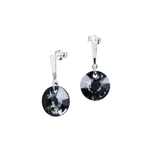 Aros Paris Plata Italiana 925 Y Cristales Genuinos Silver Night