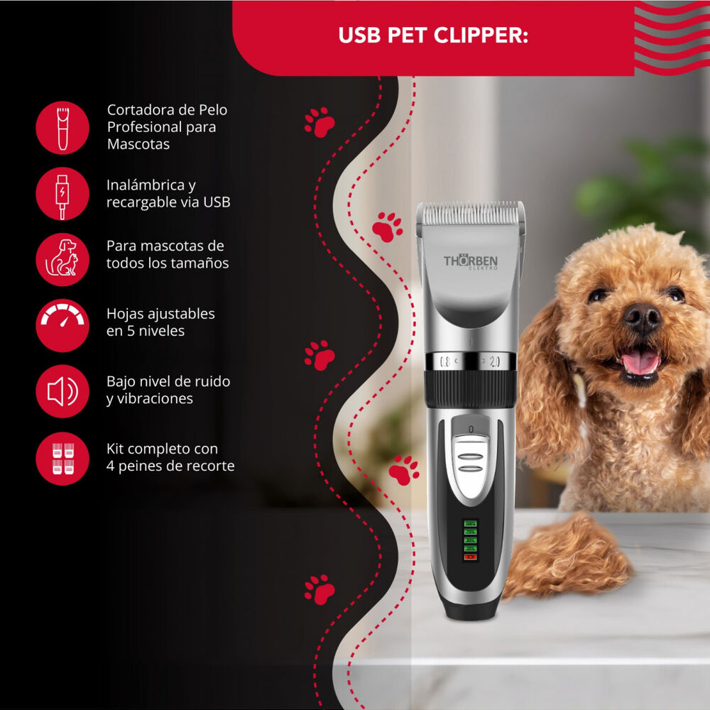 M&aacute;quina Corta Pelo Thor Cordless Usb Pet Clipper image number 6.0