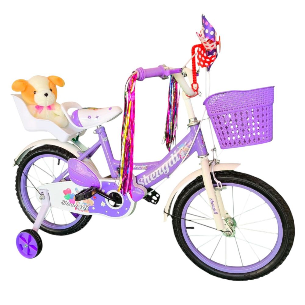 Bicicleta Aro 16 Infantil Con Peluchero Lila Shengdi image number 1.0